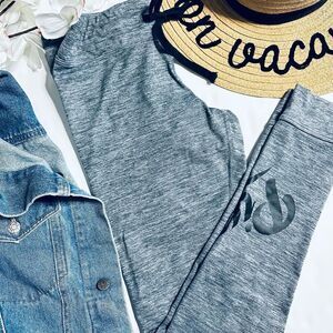 Victoria’s Secret PINK Gray & Black Logo Tie Waist Jogger Leggings